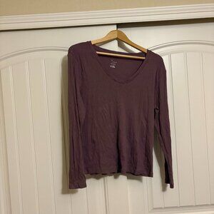 A New Day Ribbed T Shirt XXL Xtra Xtra Large Purple Long Sleeve Cotton Modal